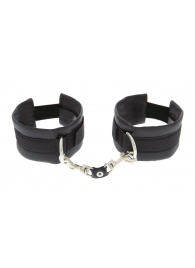 Чёрные полиуретановые наручники Luxurious Handcuffs - Blush Novelties - купить с доставкой в Барнауле