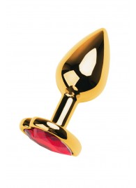 Золотистая анальная пробка с кристаллом-сердцем - 7,5 см. - ToyFa - купить с доставкой в Барнауле