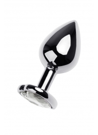 Серебристая анальная пробка с прозрачным кристаллом-сердцем - 8 см. - ToyFa - купить с доставкой в Барнауле