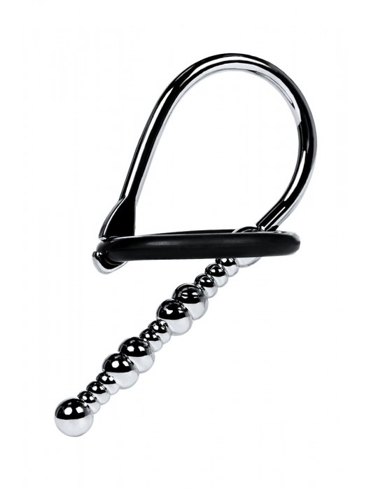 Серебристый уретральный плаг-бусины TOYFA Metal с мягким фиксириющим кольцом - ToyFa - купить с доставкой в Барнауле