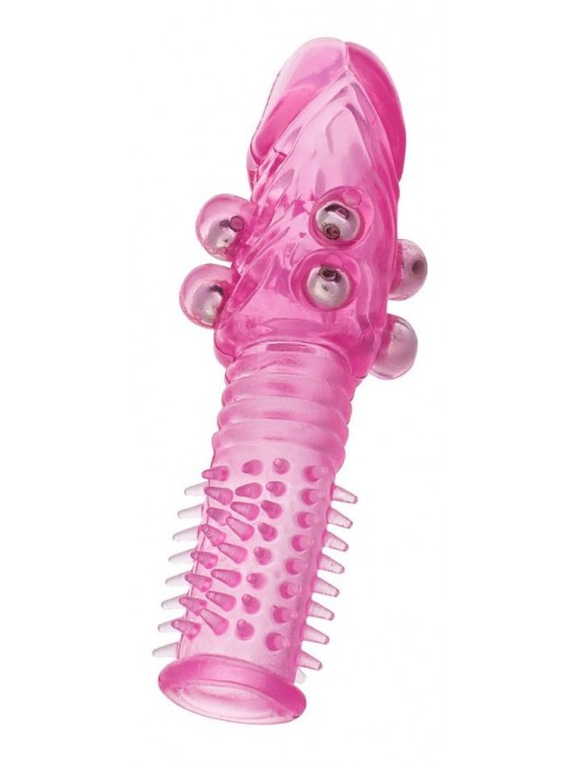 Стимулирующая розовая насадка с шишечками и шипами - 13,5 см. - Toyfa Basic - в Барнауле купить с доставкой