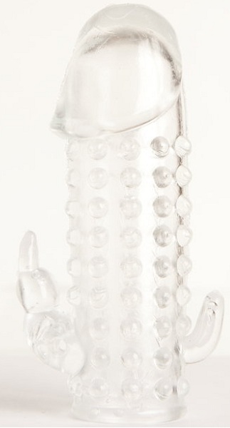 Гелевая прозрачная насадка с 2 отростками - 13 см. - Toyfa Basic - в Барнауле купить с доставкой