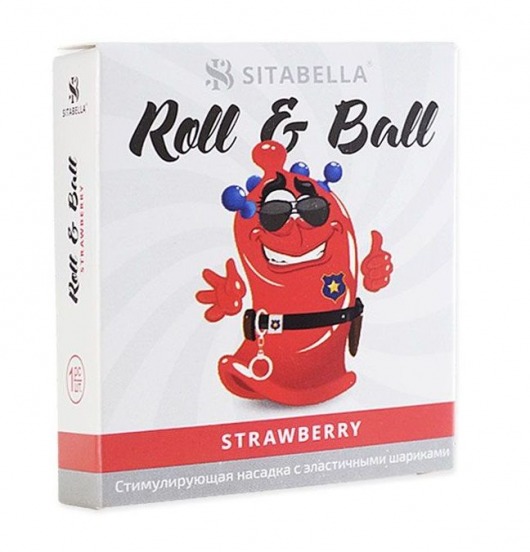 Стимулирующий презерватив-насадка Roll   Ball Strawberry - Sitabella - купить с доставкой в Барнауле