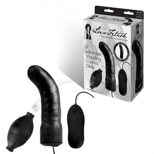 Чёрный изогнутый фаллос с вибрацией и расширением - 16 см. - Lux Fetish в Барнауле Чёрный изогнутый фаллос с вибрацией и расширением - 16 см. - Lux Fetish