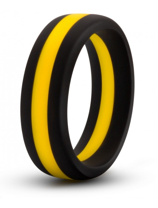 Черно-желтое силиконовое эрекционное кольцо Silicone Go Pro Cock Ring - Blush Novelties - в Барнауле купить с доставкой