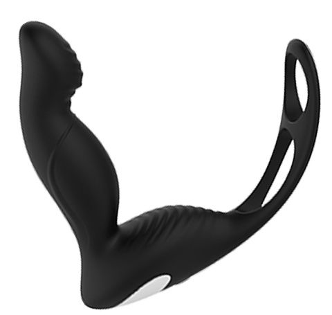 Черный вибромассажер простаты P-PLEASER W ERECTION ENHANCE - Dream Toys - в Барнауле купить с доставкой