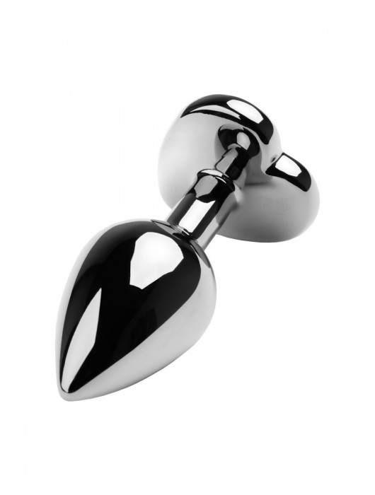 Серебристая коническая анальная пробка с красным кристаллом-сердечком - 7 см. - ToyFa - купить с доставкой в Барнауле