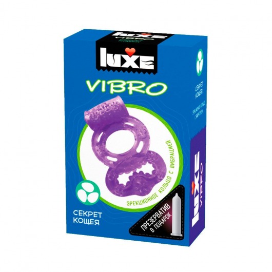 Фиолетовое эрекционное виброкольцо Luxe VIBRO  Секрет Кощея  + презерватив - Luxe - в Барнауле купить с доставкой