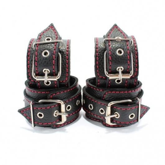 Черный бондажный набор с красной строчкой - БДСМ Арсенал - купить с доставкой в Барнауле