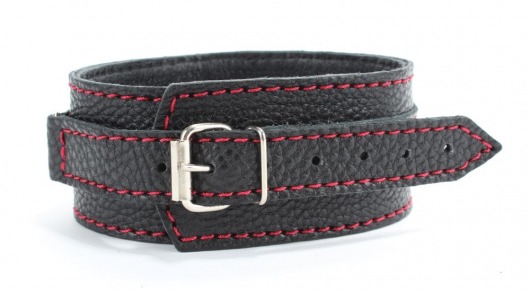 Черный ошейник из натуральной кожи с шипами - БДСМ Арсенал - купить с доставкой в Барнауле