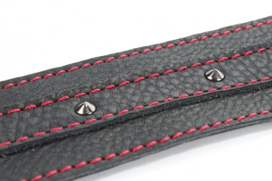 Черный ошейник из натуральной кожи с шипами - БДСМ Арсенал - купить с доставкой в Барнауле