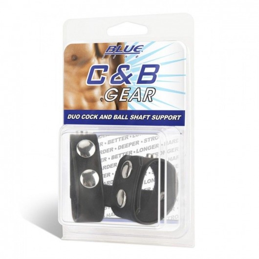 Двойной поддерживаюший ремень для пениса с заклепками - BlueLine - купить с доставкой в Барнауле