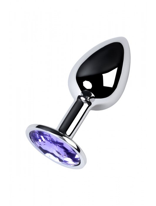 Серебристая конусовидная анальная пробка с фиолетовым кристаллом - 7 см. - ToyFa - купить с доставкой в Барнауле