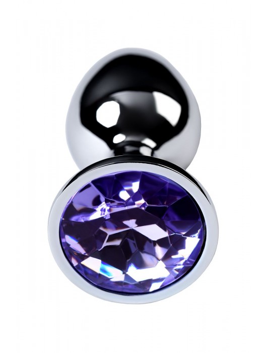 Серебристая конусовидная анальная пробка с фиолетовым кристаллом - 7 см. - ToyFa - купить с доставкой в Барнауле