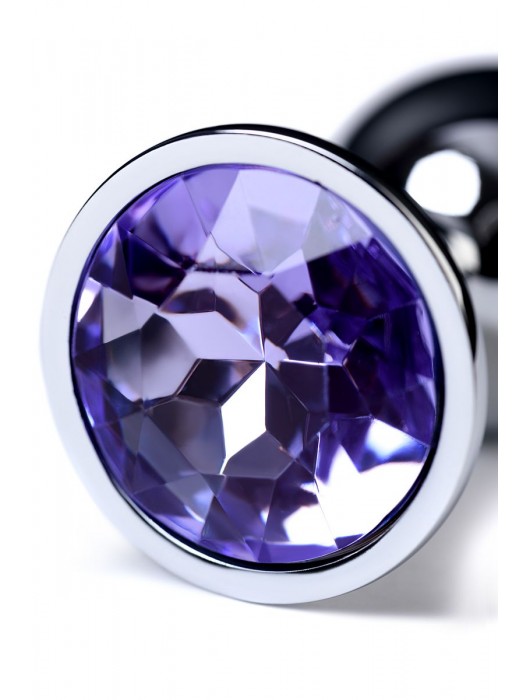 Серебристая конусовидная анальная пробка с фиолетовым кристаллом - 7 см. - ToyFa - купить с доставкой в Барнауле