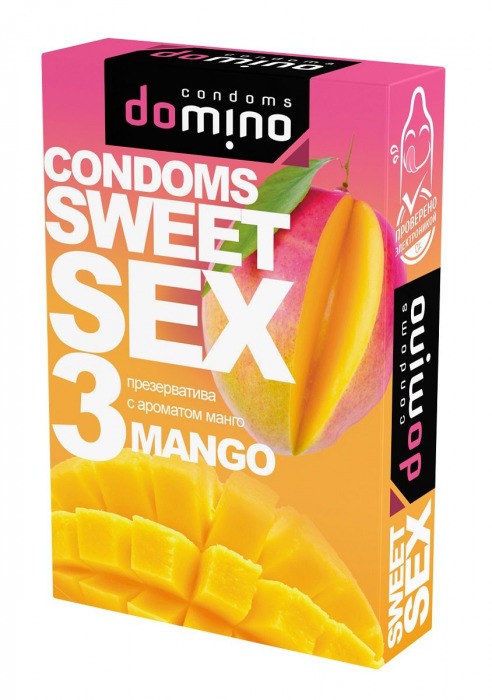 Презервативы для орального секса DOMINO Sweet Sex с ароматом манго - 3 шт. - Domino - купить с доставкой в Барнауле