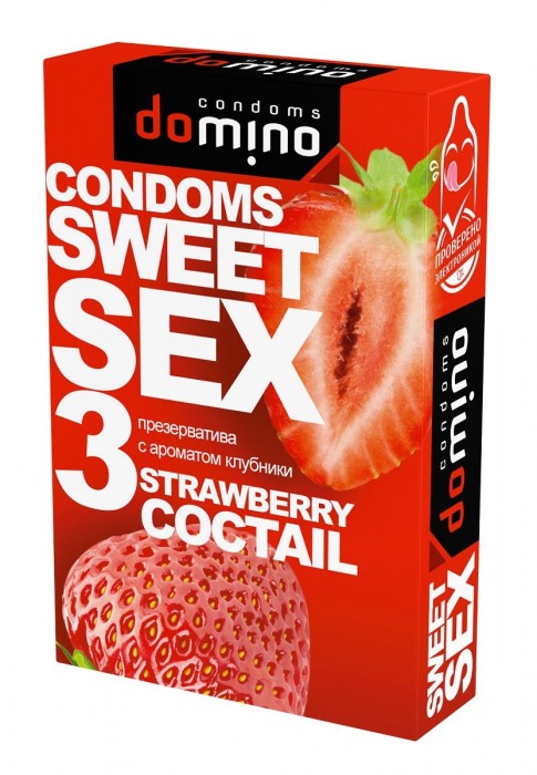 Презервативы для орального секса DOMINO Sweet Sex с ароматом клубничного коктейля  - 3 шт. - Domino - купить с доставкой в Барнауле