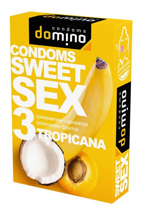 Презервативы для орального секса DOMINO Sweet Sex с ароматом тропических фруктов - 3 шт. - Domino - купить с доставкой в Барнауле