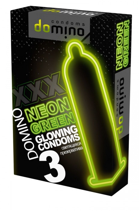 Презервативы DOMINO Neon Green со светящимся в темноте кончиком - 3 шт. - Domino - купить с доставкой в Барнауле