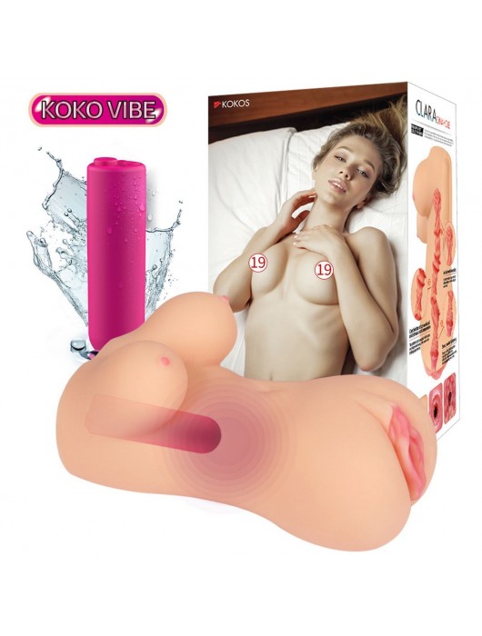 Телесный вибромастурбатор-вагина Clara OnaHole с имитацией груди - KOKOS - в Барнауле купить с доставкой