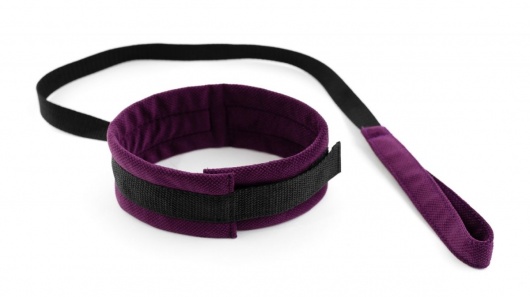 Фиолетово-черный ошейник My Rules с поводком - БДСМ Арсенал - купить с доставкой в Барнауле