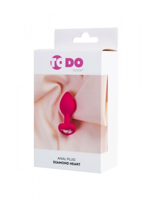 Розовая анальная втулка Diamond Heart с прозрачным кристаллом - 7 см. - ToyFa - купить с доставкой в Барнауле