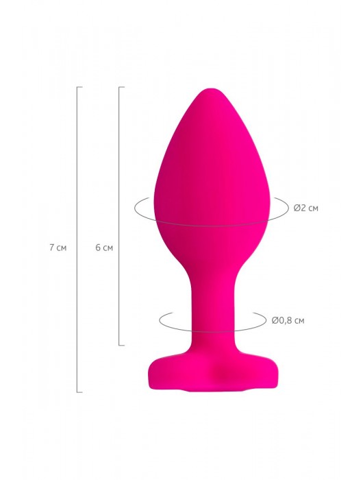 Розовая анальная втулка Diamond Heart с прозрачным кристаллом - 7 см. - ToyFa - купить с доставкой в Барнауле