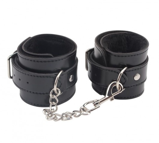 Черные оковы на ноги Obey Me Leather Ankle Cuffs - Chisa - купить с доставкой в Барнауле