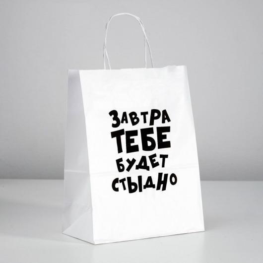 Подарочный пакет  Завтра тебе будет стыдно  - 30 х 24 см. - UPAK LAND - купить с доставкой в Барнауле