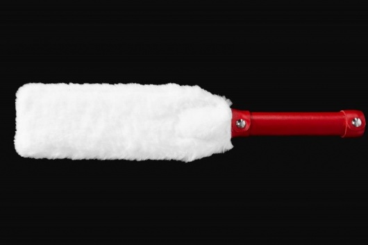 Бело-красная кожаная шлепалка с мехом - Джага-Джага - купить с доставкой в Барнауле