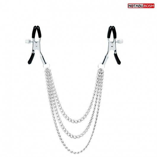 Оригинальные зажимы на соски с тройной цепочкой - Notabu - купить с доставкой в Барнауле