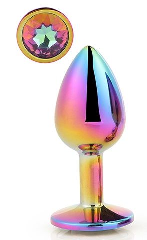 Голографическая анальная втулка с радужным кристаллом - 7,1 см. - Dream Toys - купить с доставкой в Барнауле