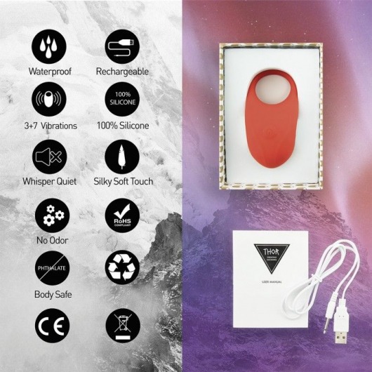 Красное кольцо с вибрацией Thor Cockring - FeelzToys - в Барнауле купить с доставкой