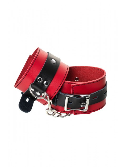 Красно-черные оковы на ноги из кожи - ToyFa - купить с доставкой в Барнауле