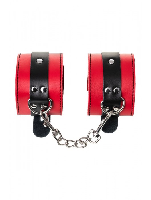 Красно-черные оковы на ноги из кожи - ToyFa - купить с доставкой в Барнауле