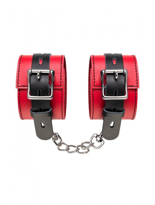 Красно-черные оковы на ноги из кожи - ToyFa - купить с доставкой в Барнауле