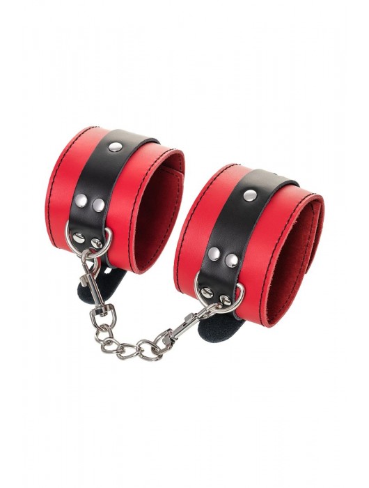Красно-черные оковы на ноги из кожи - ToyFa - купить с доставкой в Барнауле