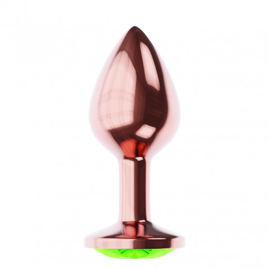 Пробка цвета розового золота с лаймовым кристаллом Diamond Emerald Shine S - 7,2 см. - Lola Games - купить с доставкой в Барнауле