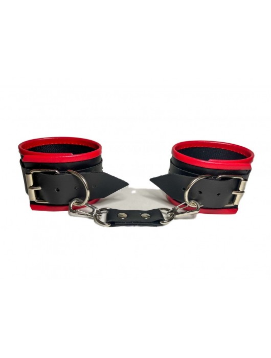 Черно-красные наручники из эко-кожи - БДСМ Арсенал - купить с доставкой в Барнауле