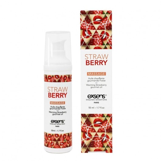 Разогревающее массажное масло  с ароматом клубники Gourmet Strawberry - 50 мл. - Exsens - купить с доставкой в Барнауле