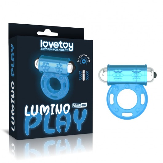 Голубое, светящееся в темноте эрекционное виброкольцо Lumino Play Vibrating Penis Ring - Lovetoy - в Барнауле купить с доставкой