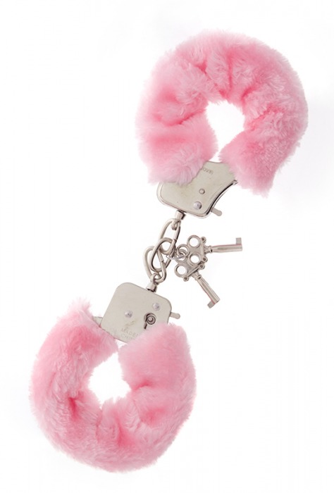 Металлические наручники с розовой меховой опушкой METAL HANDCUFF WITH PLUSH PINK - Dream Toys - купить с доставкой в Барнауле