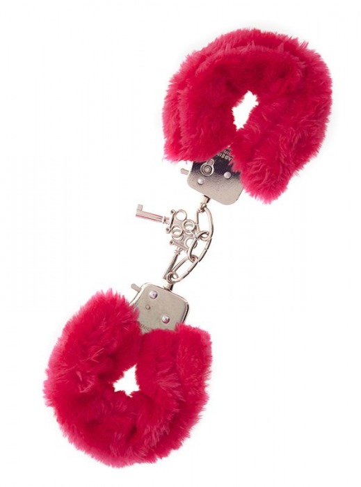 Металлические наручники с красной меховой опушкой METAL HANDCUFF WITH PLUSH RED - Dream Toys - купить с доставкой в Барнауле