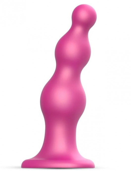 Розовая насадка Strap-On-Me Dildo Plug Beads size S - Strap-on-me - купить с доставкой в Барнауле