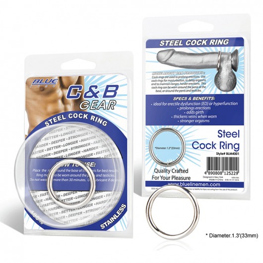 Стальное эрекционное кольцо STEEL COCK RING - 3.5 см. - BlueLine - в Барнауле купить с доставкой