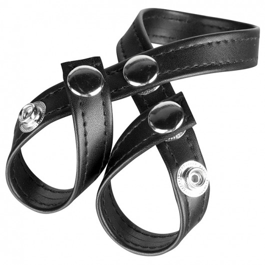 Разделитель мошонки из искусственной кожи на клепках 8 STYLE BALL DIVIDER - BlueLine - купить с доставкой в Барнауле