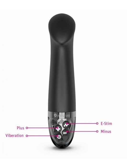 Черный вибратор с функцией электростимуляции Right on Ron - 17 см. - MyStim - купить с доставкой в Барнауле