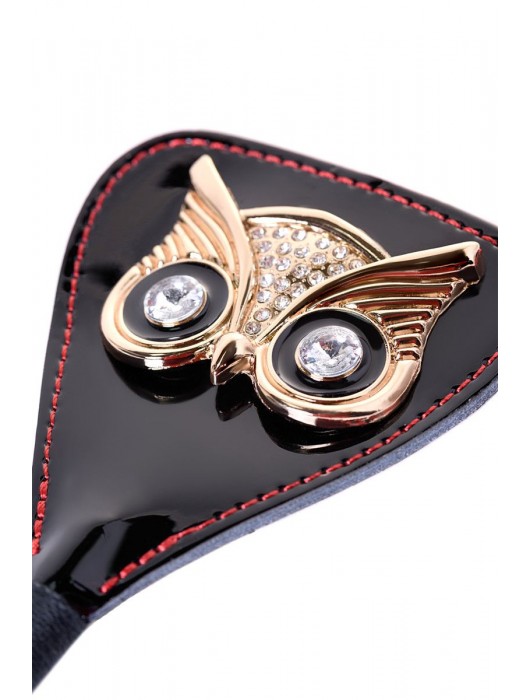 Чёрный стек с совой на кожаном наконечнике - 24 см. - ToyFa - купить с доставкой в Барнауле