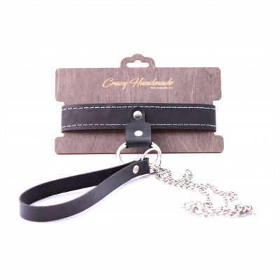 Узкий однослойный ошейник с поводком - Crazy Handmade - купить с доставкой в Барнауле