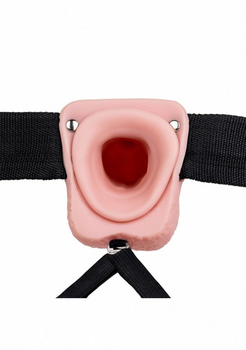 Телесный реалистичный вибрострапон-фаллопротез с мошонкой - 18 см. - Shots Media BV - купить с доставкой в Барнауле